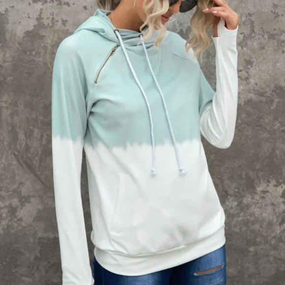 Drawstring zipper hoodie with pockets-21 PTP, 95% polyester and 5% elastane. - Picture 3 of 6